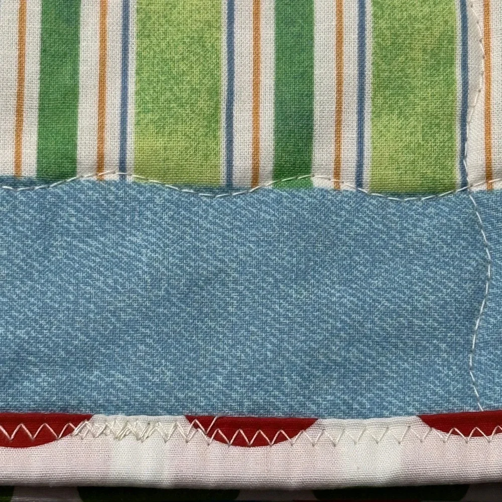 Vintage Daisy Kingdom Blue Jean Teddy Handmade Baby Quilt Nursery Blanket 34x42